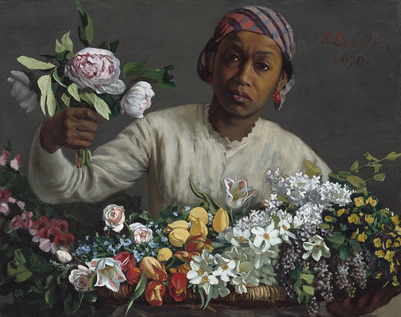 Jean-Frédéric Bazille-19-Giovane donna con peonie - National Gallery of Art, Washington DC